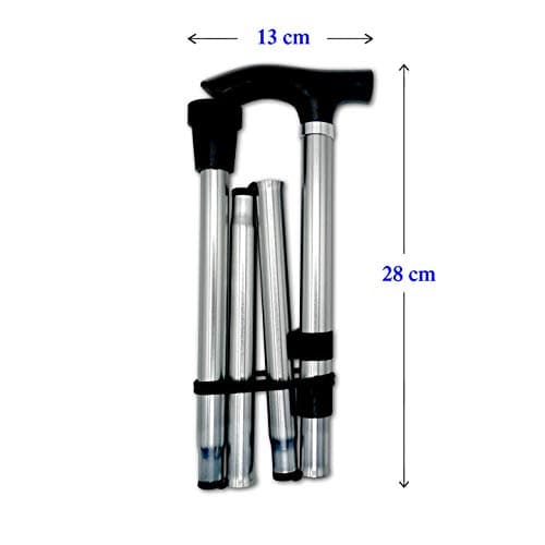 Life Healthcare Folding Walking Stick, Adjustable Aluminium Cane, Silver — view 2