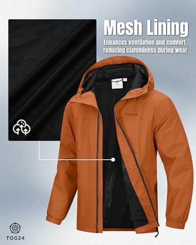 TOG24 Craven Mens Windproof Breathable Waterproof Jacket, Packaway Hood Zip — view 4
