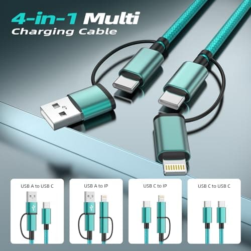 2 Pack 4 in 1 Multi Charging Cable 5FT, 60W USB C to USB C Charger Cord — view 2