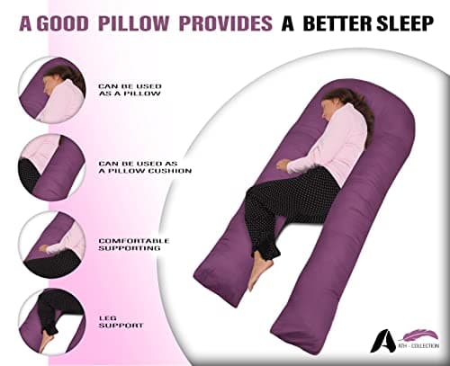 A ATH COLLECTION Pregnancy Pillowcase 9 FT, 12 FT, U Shaped Full Body Pillow Cover with zip, Nursing, Support and Maternity Pillow for Pregnant Women Cover Only (9 FT, Cream) — view 3