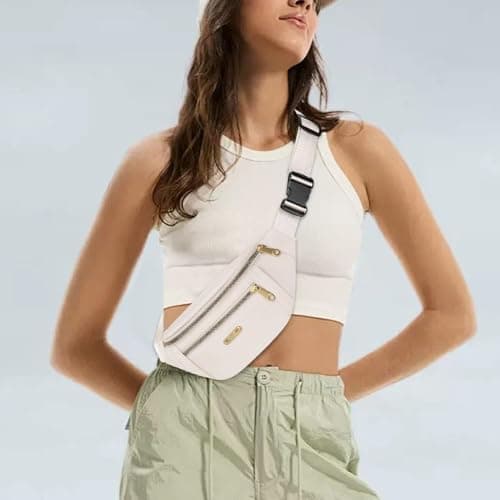 Bum Bags, Fanny Pack Fashionable, Fanny Pack Men Women Fashion, with Adjustable Strap, for Women Men Sports Running Hiking Jogging(White) — view 3