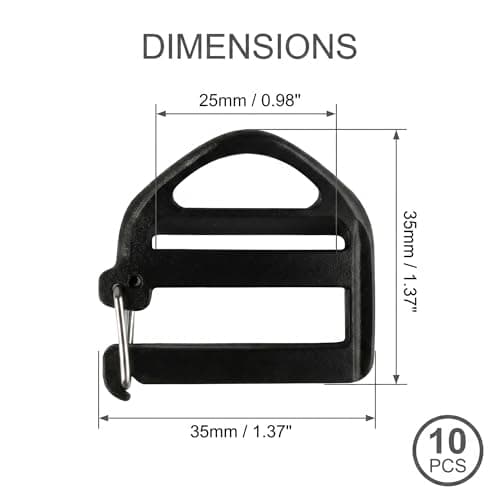 KIMHOME 10Pcs Webbing Clasps, 25 mm Black Adjustable Buckles Plastic Backpack Replacement Parts for Luggage, Strap & Outdoor Gear Repair — view 2