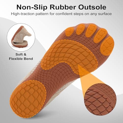 JOINFREE Slip-On Shoes for Men Wide Toe Box Walking Shoes Barefoot Zero Drop Minimalist Trainers Lightweight Breathable Gym Training Casual Shoes for Men Khaki Size 10 — view 6
