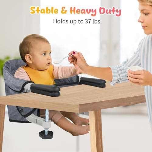 Toogel Hook-On High Chair, Foldable Portable Seat for 6-36 Months, Grey — view 4