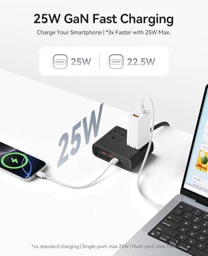 ORICO PD 25W Extension Lead with USB Slots with 2 USB C and 2 USB A Black — view 2