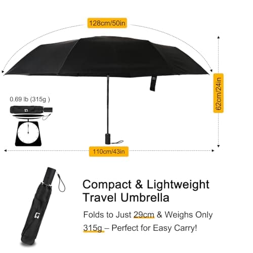 Jexmigo Large UV Protection Umbrella –Lightweight Compact Umbrella with Auto Open Close, UPF 50+ Wind Resistant&Strong Folding Umbrella for Sun & Rain, UV Protection for Men & Women (Navy Blue) — view 3