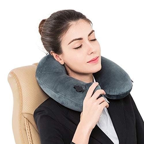 KXCFCYS Travel Pillow Luxuriously Soft Inflatable Neck Pillow Support-Compact & Lightweight for Sleeping on Airplane, Car, and Train Carrying Bag-Soft & Ergonomic One Size Design — view 6