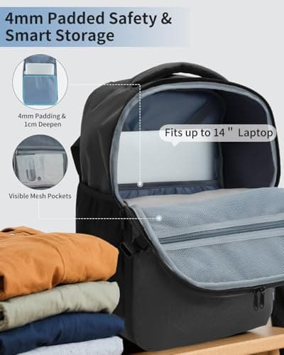 ECOHUB for Ryanair Cabin Bags 40x20x25, Underseat Travel Backpack with Anti-Theft Pocket, Cabin Size Carry on Bag for Airplanes, Water-Resistant Hand Luggage Bag with Laptop Compartment, 20L-Grey — view 4