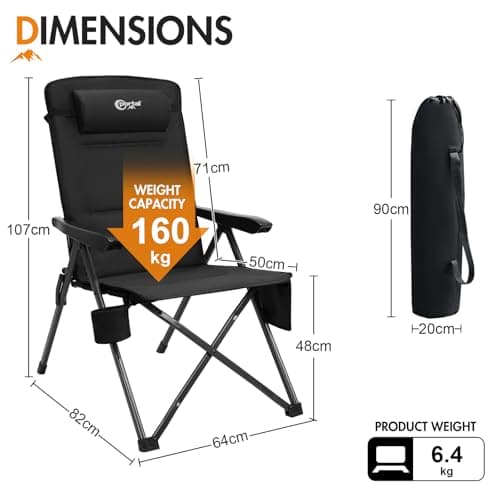 Portal Reclining Camping Chairs for Adults Set of 2 Heavy Duty High Back — view 3