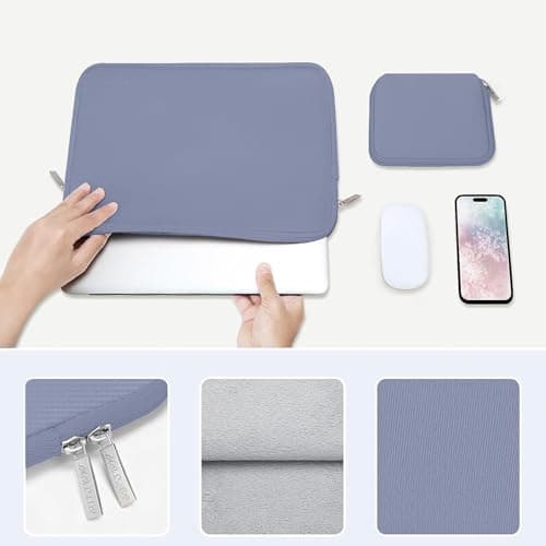 MOSISO 13.3 inch Laptop Case Neoprene Sleeve with Small Bag,Lavender Gray — view 4