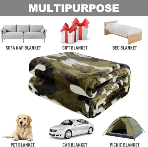 YISUMEI Military Camouflage Blanket Army Green 150 x 200 cm Blankets and Throws Soft Fleece Throw Blanket Camo Blanket Warm and Cozy Camping Blanket Gifts for Boys Adults Men — view 6