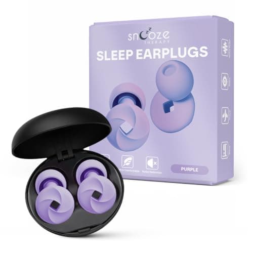 Noise Cancelling Ear Plugs– Ultra-Soft, Pressure-Free Design, Blocks up to 33dB for Deeper Sleep, Travel, & Focus – Hypoallergenic, Waterproof, Includes Travel Case (Purple)