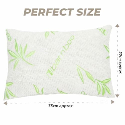 EDS Bamboo Memory Foam Pillow Pack of 2 Medium Firm Pillow for Neck & Shoulder Support Breathable Bed Pillow with Removable Machine Washable Cover for Side Back & Stomach Sleepers (Pack of 2) — view 2
