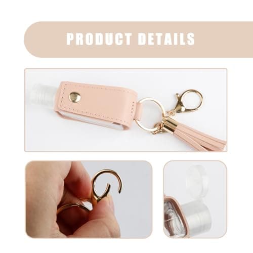 Hopzab 2PCS Refillable Travel Bottles with Leather Keychain, Leakproof Hand Sanitizer Container, Portable Squeeze Bottle for Travel, School & Outdoor Activities — view 3