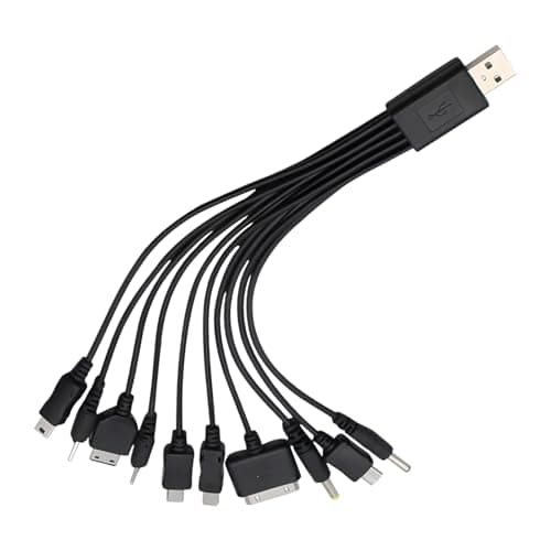 10 in 1 Universal Charger Multi Charger Cable with Multiple Heads Portable USB Multiple Devices Charging Cable for Old Samsung Phones, Cameras, Tablets, Travel & Car Use