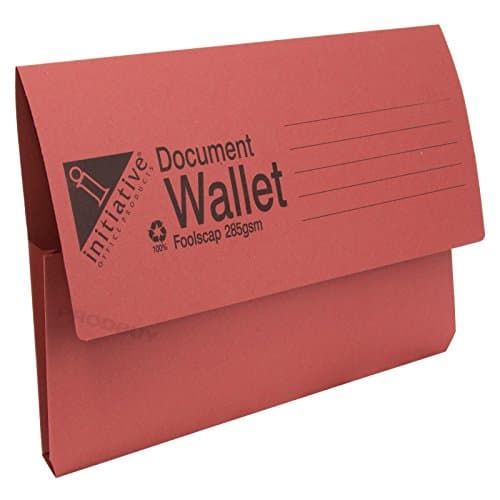 25 x 285gsm Foolscap Premium Document Wallets A4 Paper Storage Files Folders (Red)