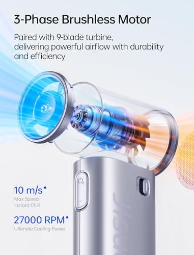 JISULIFE Handheld Fan Life9S - Sleek Chrome: Turbo Power, 22 Hours Cooling — view 6