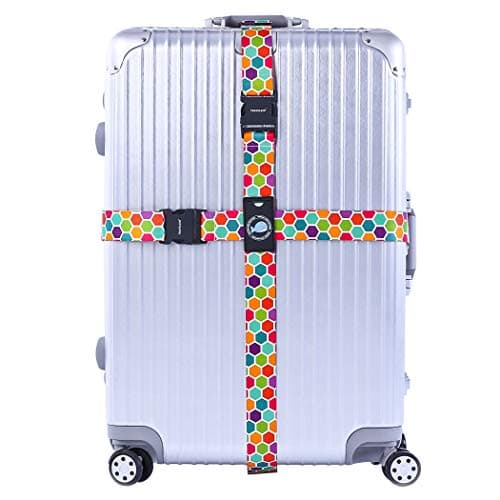 HIMREYLD Luggage Straps for Suitcases Adjustable Cross for Travel Airport, Extra Long 230 & 200 CM for Suitcase 20-32", Buckle Closure & Tag Slot - Honeycomb — view 2