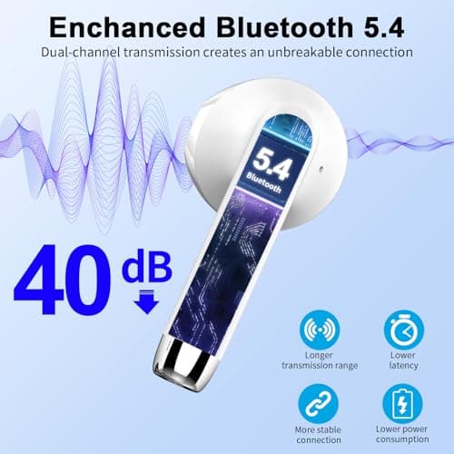 Wireless Earbuds, Bluetooth 5.4 Headphones NEW Wireless Headphones with 4 ENC Mic, 56H Bluetooth Earphones in Ear Noise Cancelling Deep Bass, Mini Ear Buds Bluetooth Earbuds IP7 Waterproof LED Display — view 2