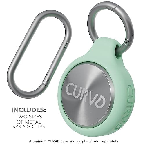 CURVD Earplugs Case Clip for Secure Storage & Travel of Ear Plugs- Premium Carrying Case Clip. Portable Waterproof Aluminum Earplug Holder, Durable Container Recyclable & Sustainable Materials (Mint) — view 2