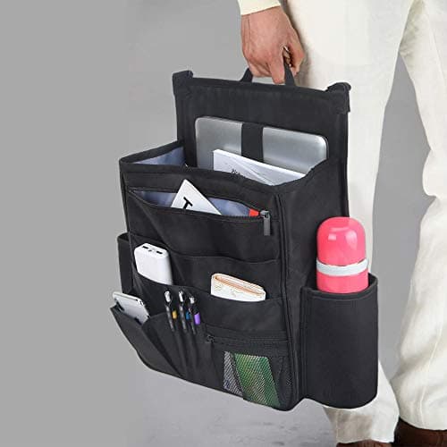Luxja Front Car Seat Organiser, Car Seat Storage Bag, Black — view 6