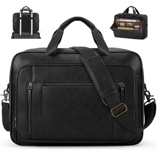 RAINSMORE 16 Inch Laptop Messenger Bag for Men, PU Leather Work Briefcase