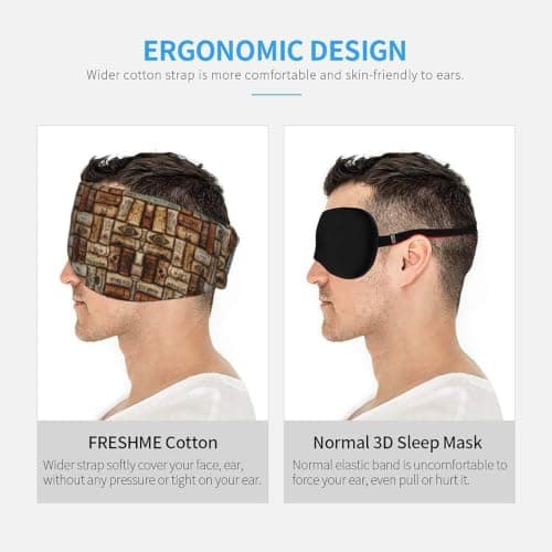 Wine Cork Print Sleep Mask Wide Wraparound Reversible Light Blocking Travel Fit — view 5