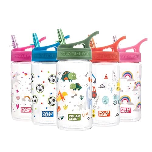 Polar Gear Kids Water Bottles with Straw - 400ml BPA Free Toddler Water Bottle With Straw - 100% Leakproof Kids Drink Bottle with Carry Handle - School Water Bottle - Dinosaur - 36+ months