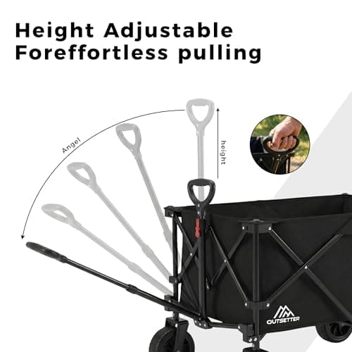200L Heavy Duty Folding Camping Trolley on Wheels, Large Capacity Festival Wagon Cart with Wide All-Terrain Wheels, Cover & Adjustable Handle for Beach, Garden, Picnic, Outdoor, Shopping — view 3