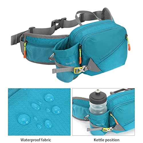BEAHING Hiking Bumbag Running Fanny Pack with Bottle Holder Waterproof Waist Packs Adjustable Dog Walking Bag for Men Women Lake-green, Bumbag — view 5