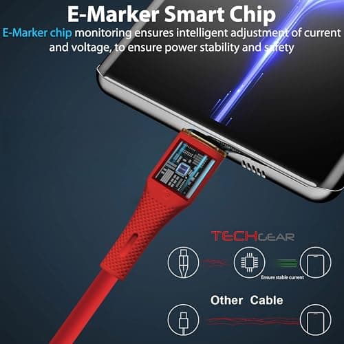 TECHGEAR 2M 2in1 100W USB A/C to USB C Soft SILICONE Charger Cable Fast Charging, Tangle Free, Compatible with MacBook Pro/Air, iPad A16/Air/Pro 2024, iPhone 17 16, Galaxy S25 S24 A17 A26, PS5, Switch — view 6