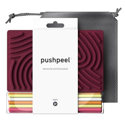 Pushpeel Sensory Activity Board: Silicone Fidget Toy for Calming, Stress, Anxiety, ADHD & Autism | Silent, No Mess | Kids 3+ & Adults | Includes Portable Travel Bag & 11 Strings
