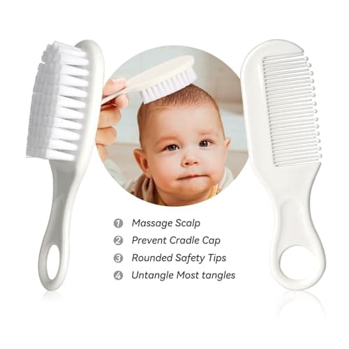 Qunlions life Infant Safety Care Set with Hair Brush Comb Nail Clipper, Baby Essentials Kit for Newborn Girls Boys (Grey White) — view 2