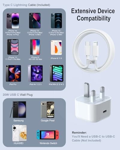 iPhone Charger Fast Charge,20W USB C Charger Plug with USB C to Lightning — view 6