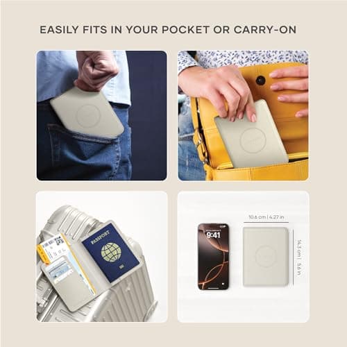 Satechi Passport Holder with Find My Tracking, 4-Slot Card Wallet, Sand — view 6