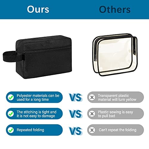 Toiletry Bag for Men, Portable Travel Wash Bag Waterproof Shaving Bag Toiletries Accessories Cosmetic Bag Make Up Bag, Gym Shower Bathroom Makeup Bag with Handle (Black) — view 4