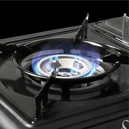 Taylor & Brown Black Portable Camping Stove with Heavy Duty ABS Cary Case & 4 Butane Gas | EN417 Compliant Premium Camping Stove Gas Portable | with Automatic Ignition & Heat Control — view 4
