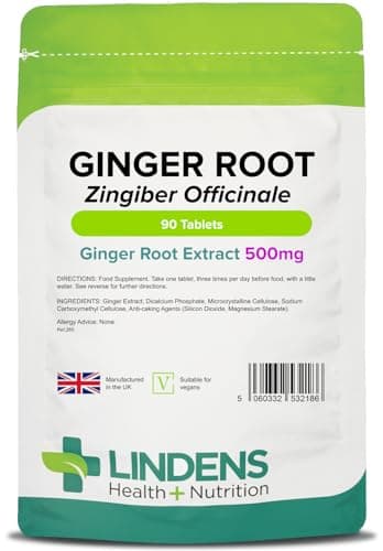 Lindens - Ginger Root 500mg - 90 Tablets - UK Made | Travel Sickness, Antioxidant, Joint Support | Letterbox Friendly, Vegan