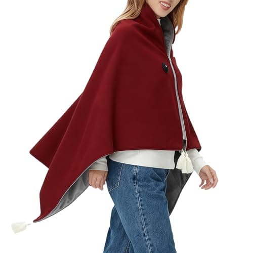USB Heated Shawl Blanket | Wearable & Washable Electric Throw with 3 Heat Levels | 140x80cm Portable Heating Wrap for Office, Sofa, Travel & Home Use | Auto Shut-Off Due to High Temperature — view 3