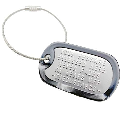 Set of 1 Personalised Luggage Stainless Steel Dog ID tag with Cable & Silencer Read Description to See How to ADD Personalisation (Camo Grey)