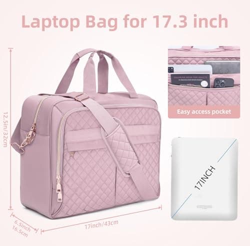 WIRABO 17 Inch Laptop Bags for Women, Messenger Bag, Work Bag, Purple-pro — view 4