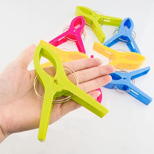8 Pcs Colorful Beach Towel Clips, Large Plastic Laundry Clip Clothes Pegs for Sunbeds Sun Loungers, Blankets, Pool Chairs, Cruise Keep Your Towel from Blowing Away 4 Bright Colors — view 3