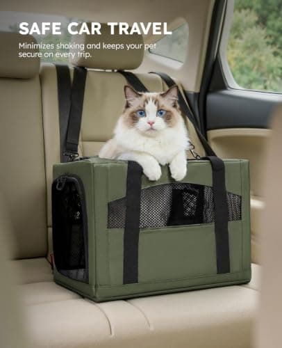 pecute Cat Carrier XL, Extra Large Stable Cat Carrier Handbag, Green — view 6