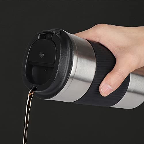 HASAGEI Travel Mug, Insulated Coffee Cup with Leakproof Lid - Vacuum Insulation Stainless Steel for Hot and Cold Water Coffee and Tea 510ml/380ml (Brushed Nickerl, 380ml) — view 4