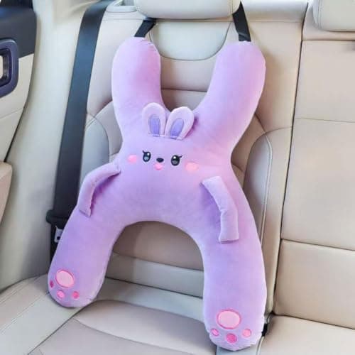 Car Pillow for Kids, H-shaped Neck And Back Comfort, Cozy Neck Head Support Sleeping Headrest for Travel, Hands & Seat Belt Slot, Washable And Compressible, Perfect for Car,Plane,Train,Boat & More