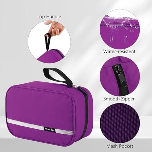 homchen Hanging Travel Toiletry Bag, Waterproof Folding Portable Cosmetic Wash Bag for Men and Women (Purple, M) — view 2