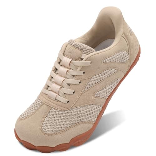 JOINFREE Slip-On Shoes for Men Wide Toe Box Walking Shoes Barefoot Zero Drop Minimalist Trainers Lightweight Breathable Gym Training Casual Shoes for Men Khaki Size 10