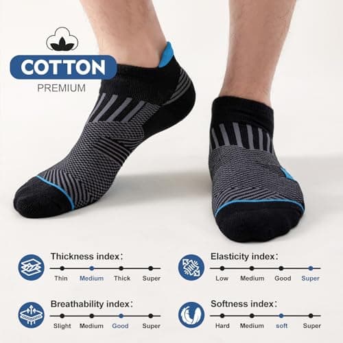 Niofind Mens Trainer Socks, Cotton Ankle Socks for Men Women, Breathable Sports Socks for Running, Walking, Gym, Multipack (6 Pairs), 5-8, Multicolor — view 4