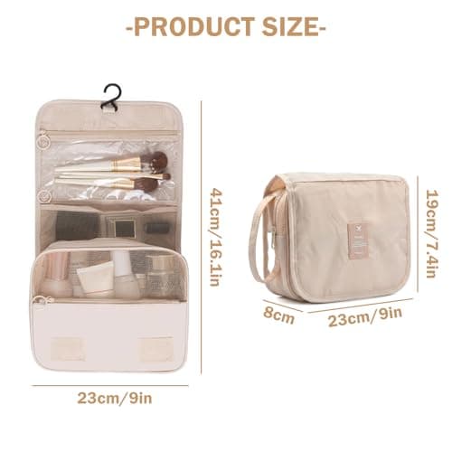 Solvio Hanging Toiletry Bag for Women, Waterproof Travel Wash Bag Cosmetic Makeup Organizer with Hook, Large Capacity Toilet Bags for Holiday Essentials — view 2