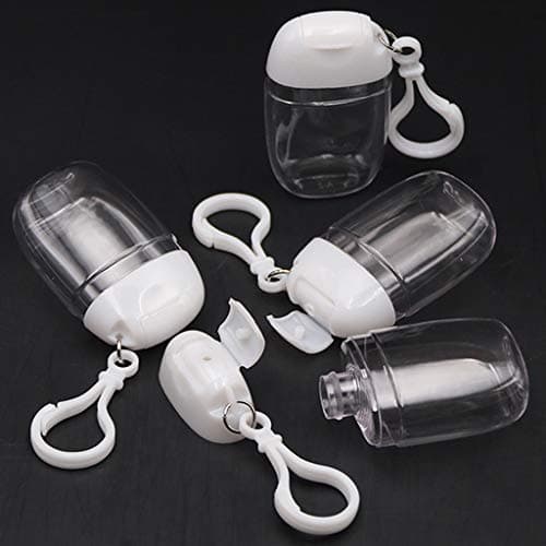 5 Pack Portable Squeeze Bottles Empty Leak Proof Plastic Travel Bottles Hand Sanitizer Refill with Keychain Holder — view 3